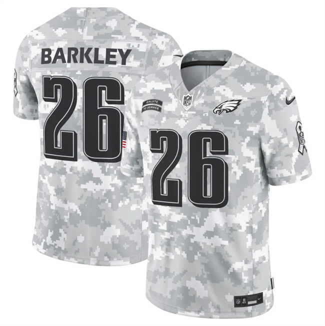 Men's Philadelphia Eagles #26 Saquon Barkley 2024 F.U.S.E Arctic Camo Salute to Service Limited Football Stitched Jersey